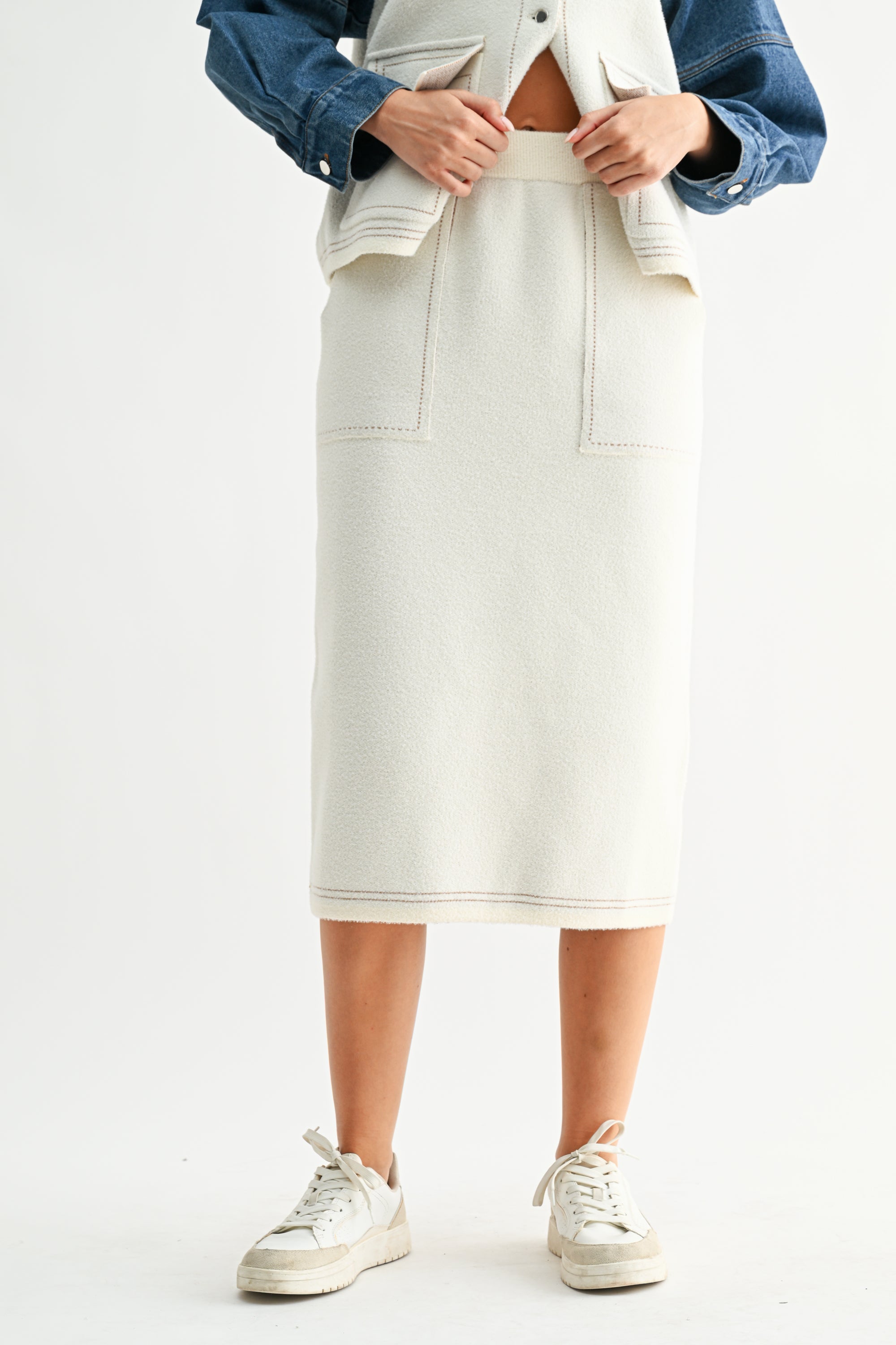 Joseline Knitted Sweater Jacket with Denim