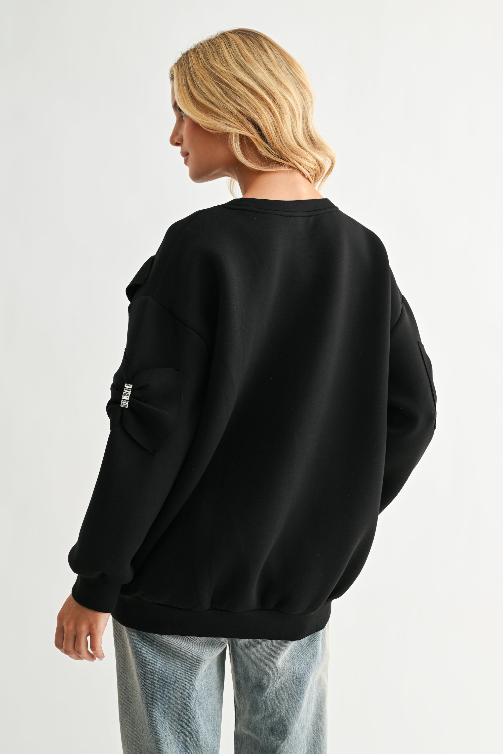 Fiora Stretch French Scuba Ribbon Bow Top