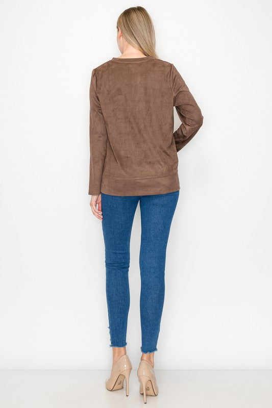 Annabelle Suede Top with Leather