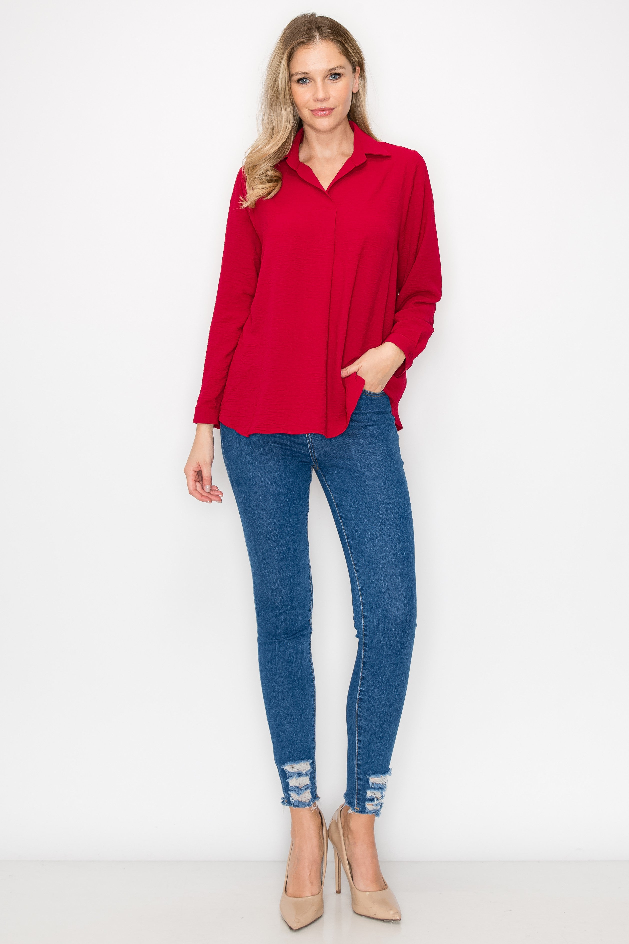 Wanda Lightweight Flowy Woven Crepe Top