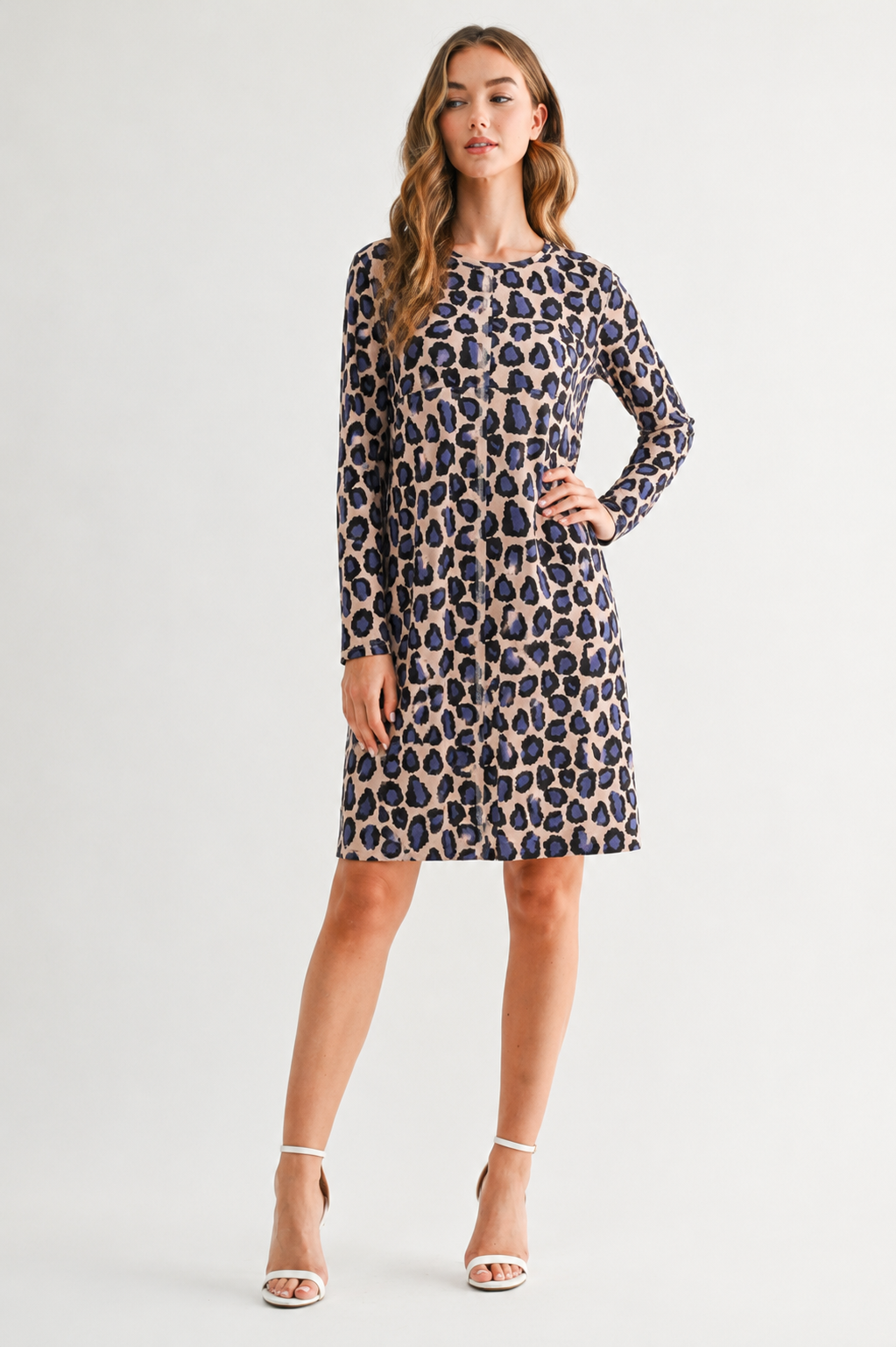 Aurora Suede Print Round Neck Dress (No Pockets)