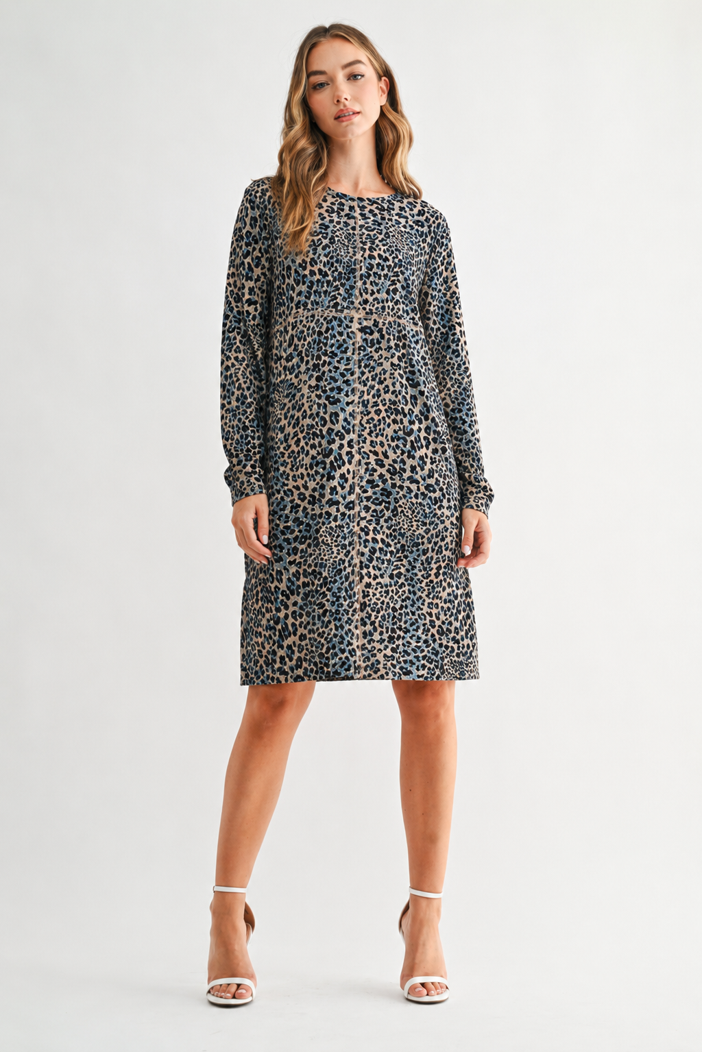 Aurora Suede Print Round Neck Dress (No Pockets)