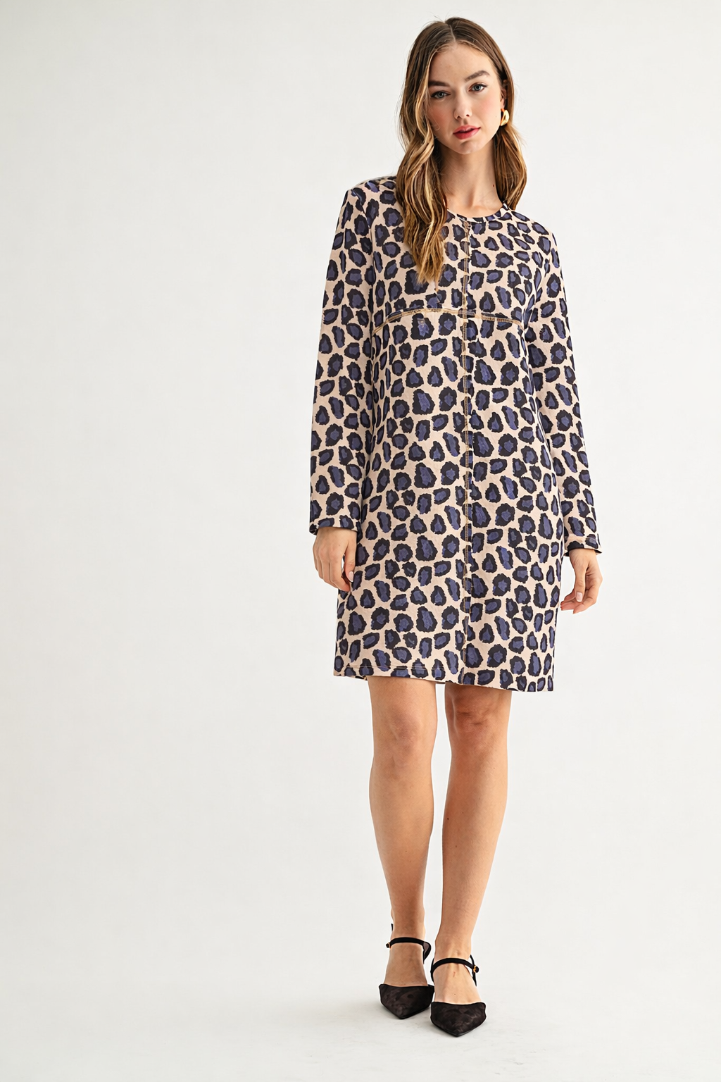 Aurora Suede Round Neck Dress - Cheetah (with pockets or without)