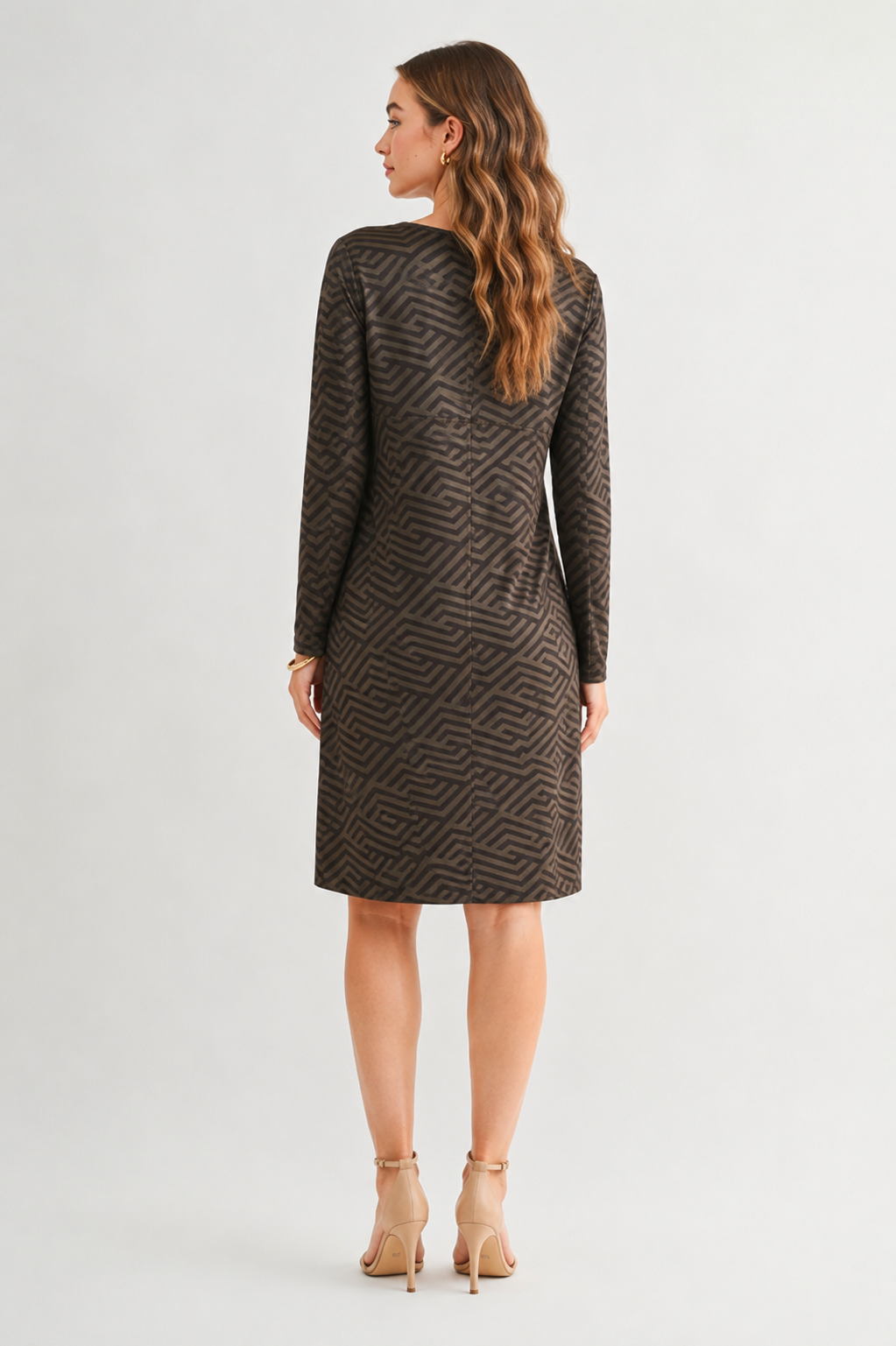 Aurora Suede Print Round Neck Dress (With Pockets)