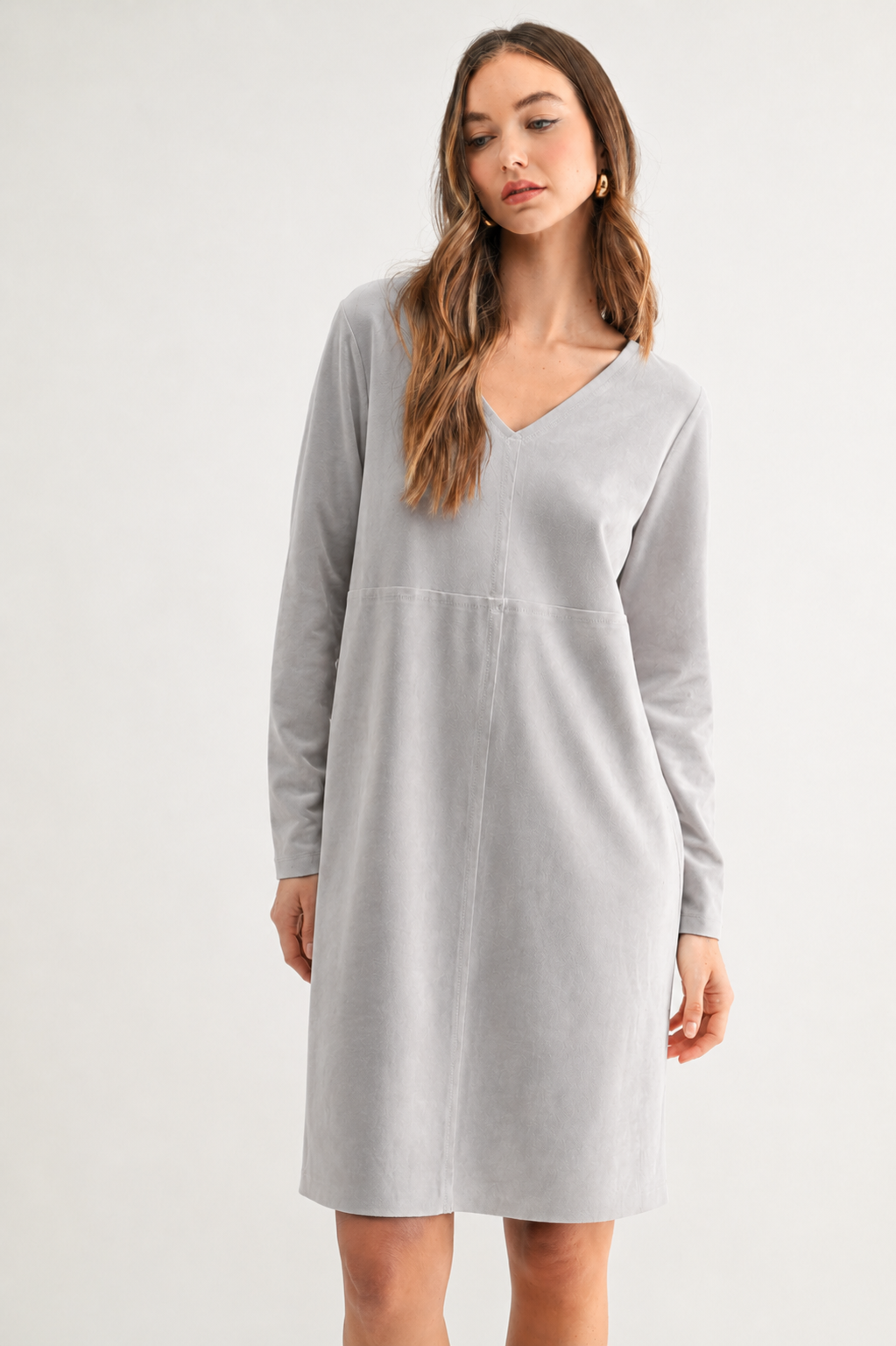 Aurora Suede V-Neck Dress (No Pockets)