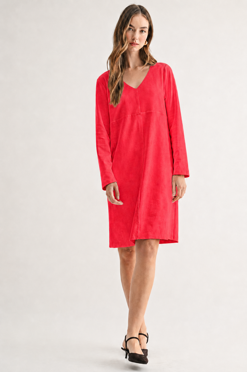 Aurora Suede V-Neck Dress (No Pockets)
