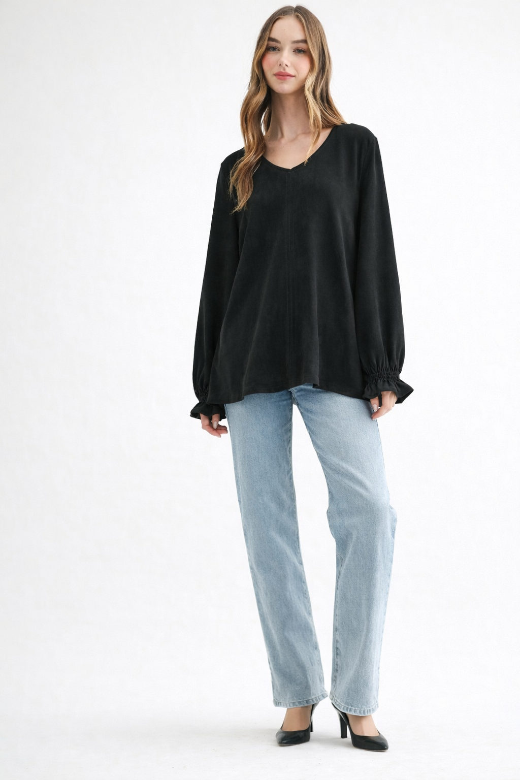 Abigail Stretch Suede Top
