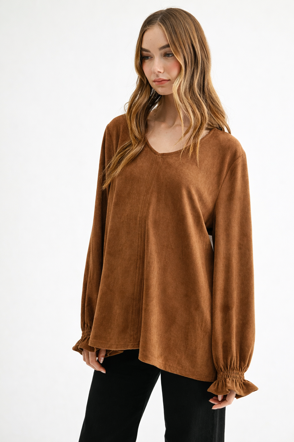 Abigail Stretch Suede Top