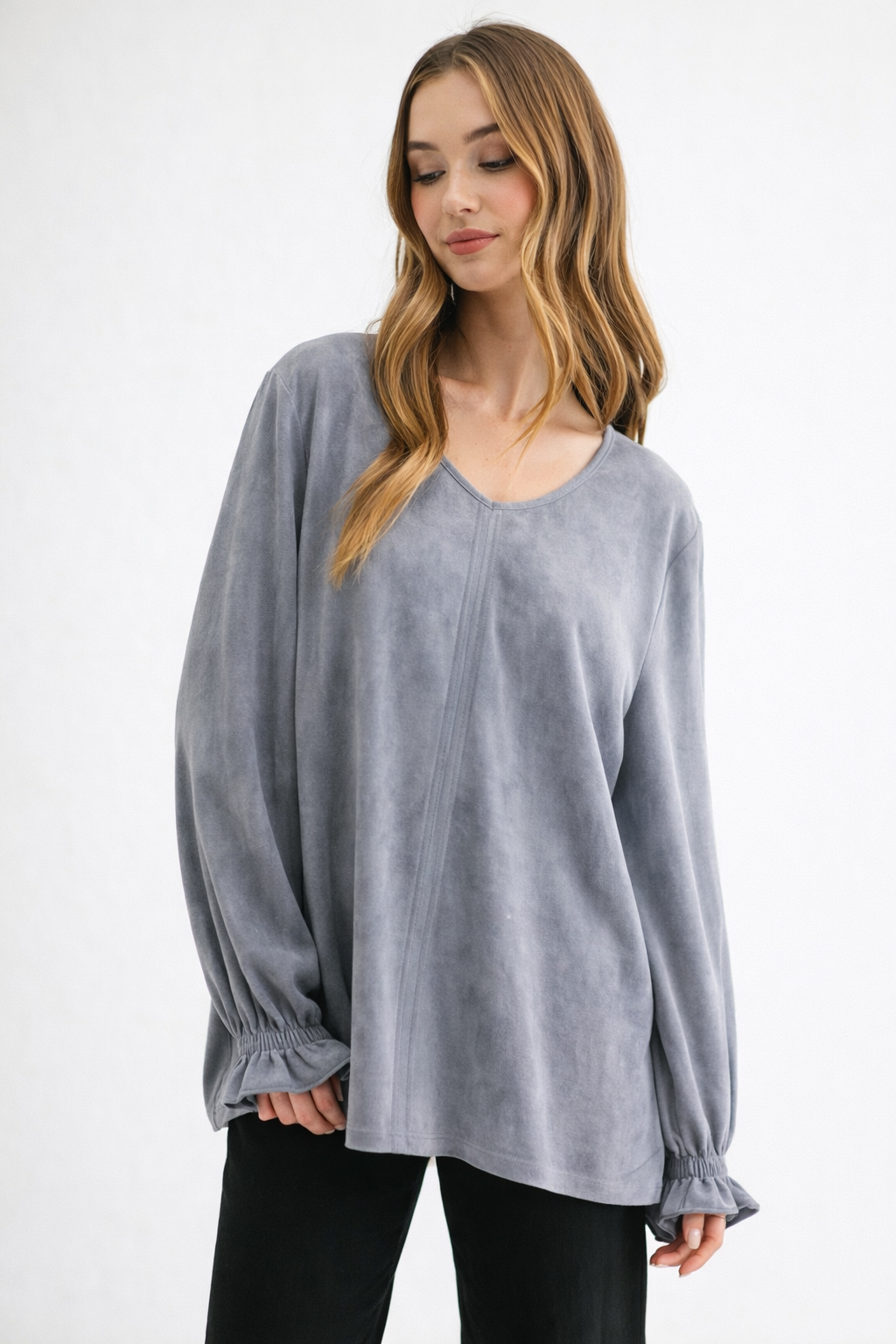 Abigail Stretch Suede Top