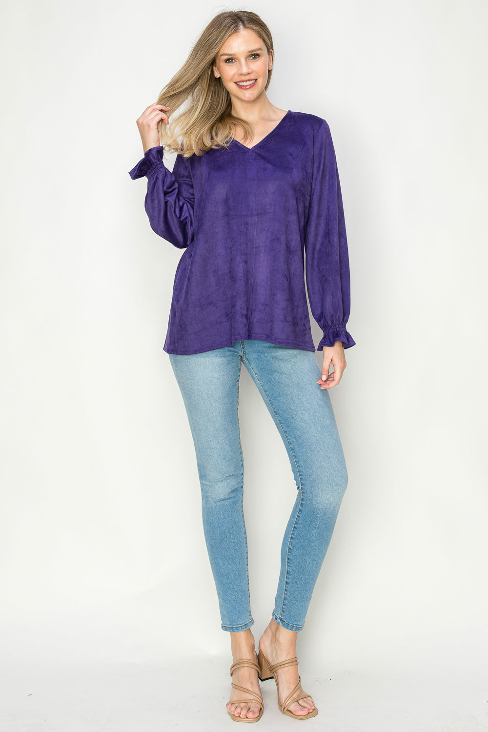 Abigail Stretch Suede Top