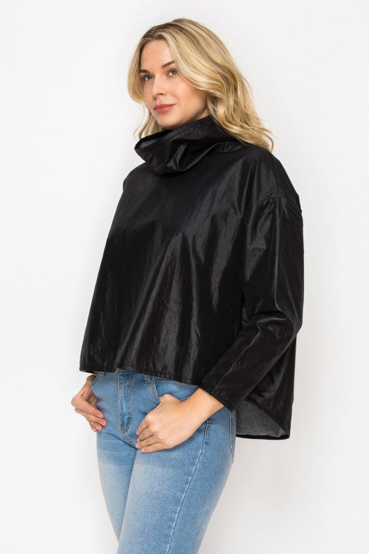 Joda Woven Loose Turtle Neck Top