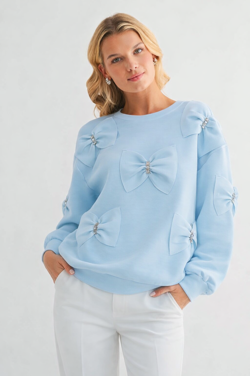 Fiora Stretch French Scuba Ribbon Bow Top