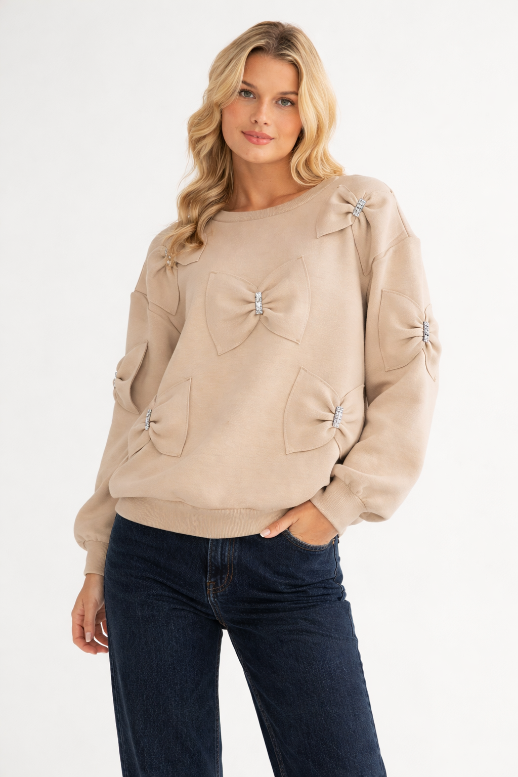 Fiora Stretch French Scuba Ribbon Bow Top