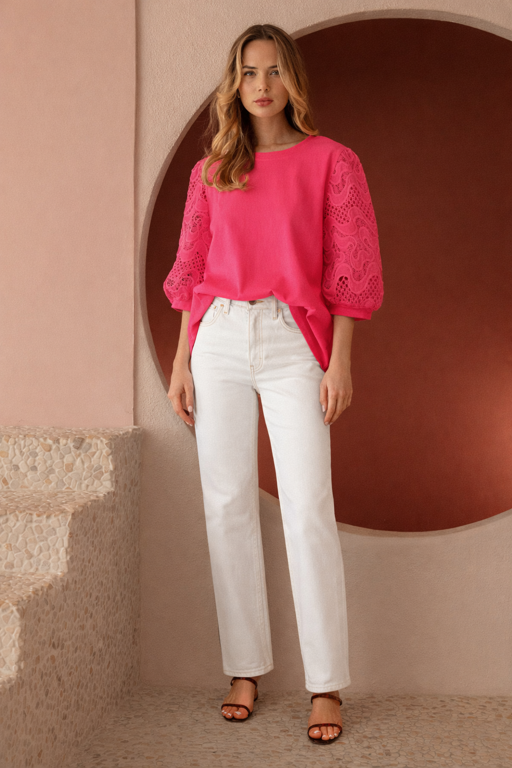 Ruth Pointe Knit Top with Lace