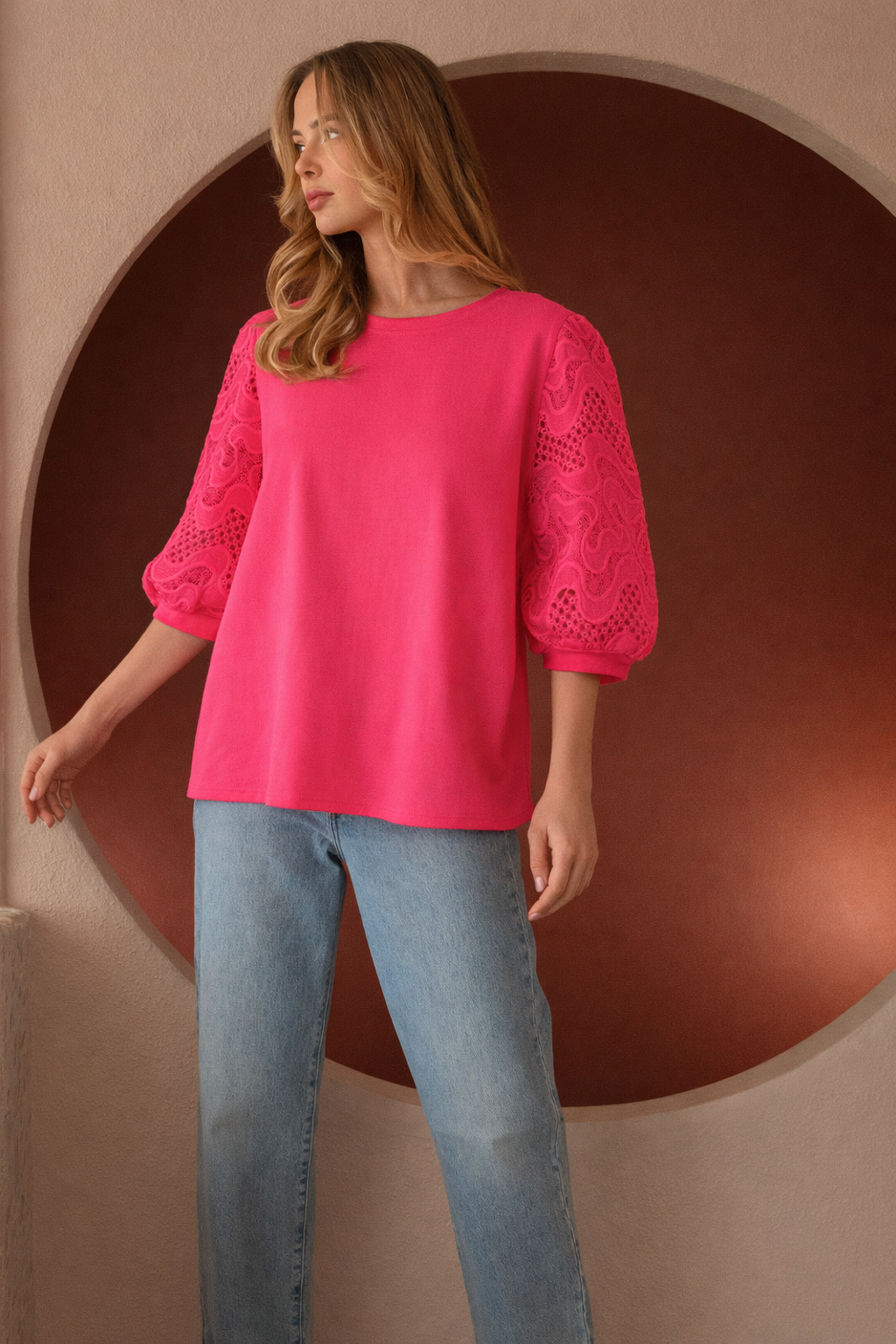 Ruth Pointe Knit Top with Lace