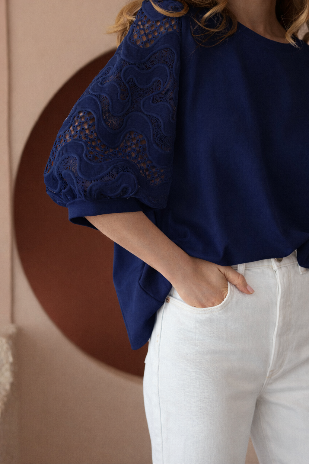 Ruth Pointe Knit Top with Lace