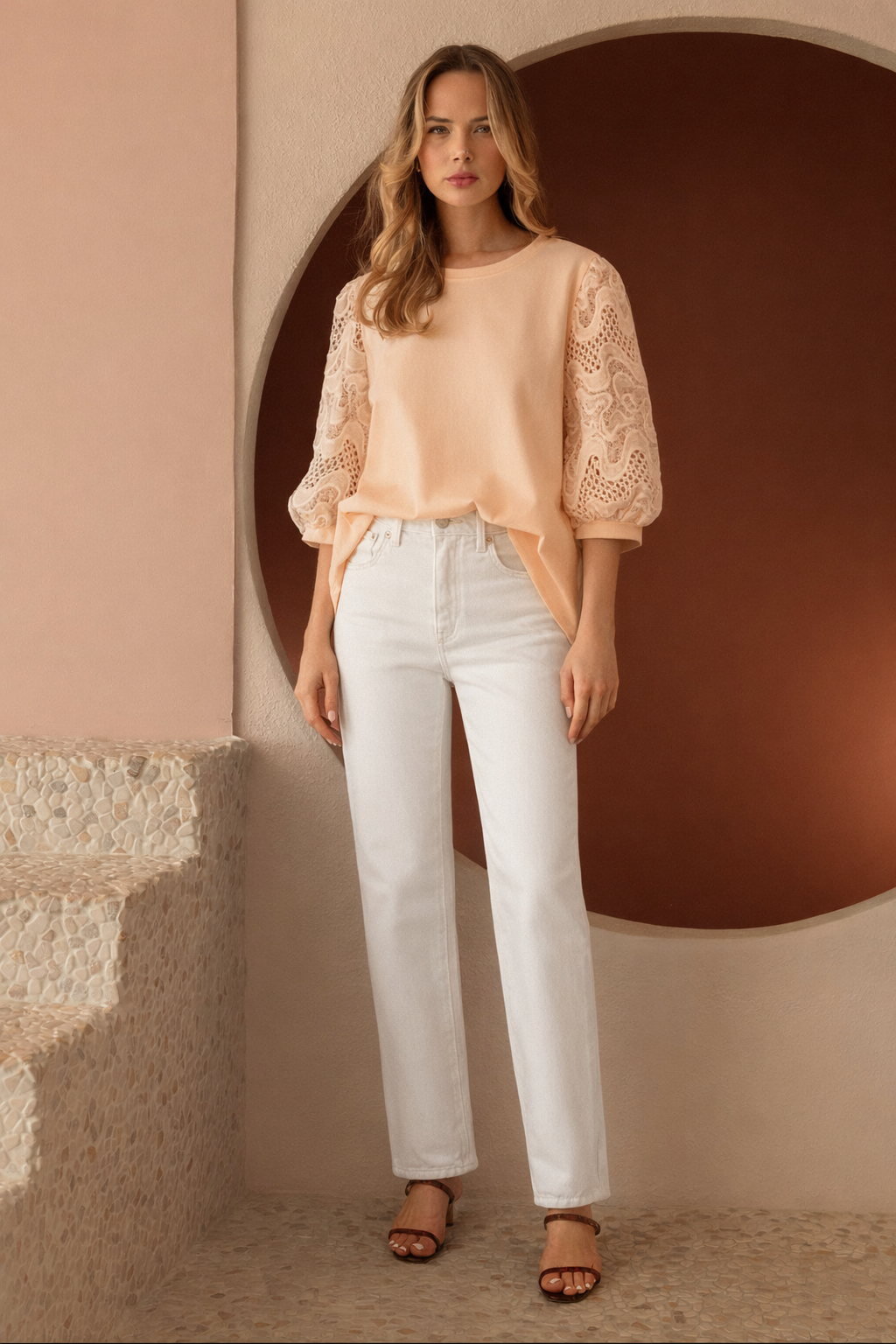 Ruth Pointe Knit Top with Lace