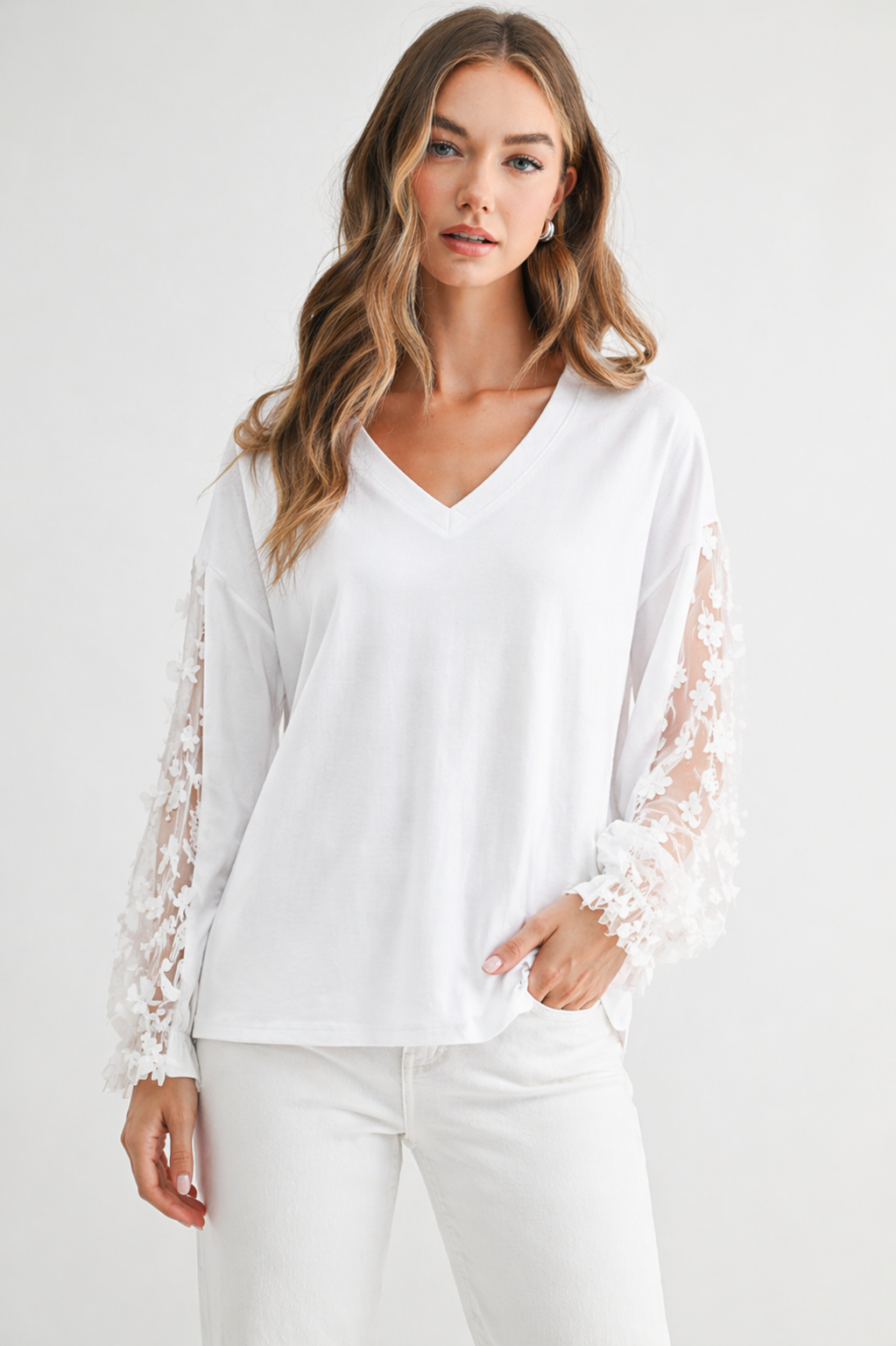 Rainy Stretch Pointe Knit Lace Top