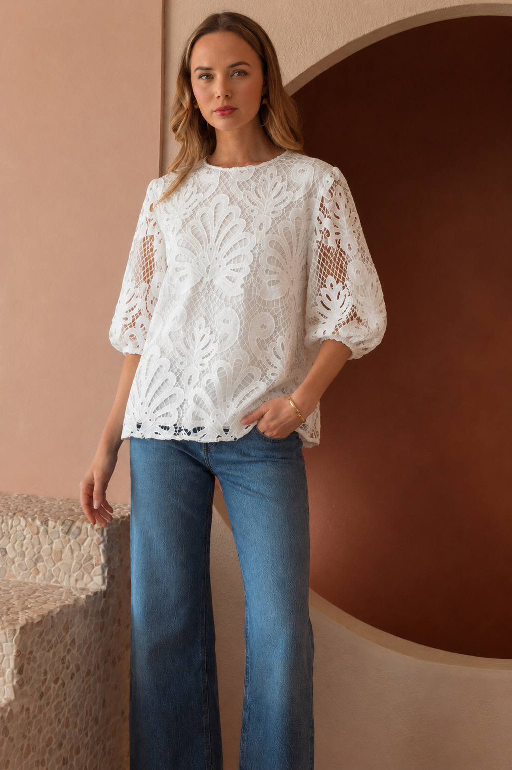 Lily Woven Lace Top