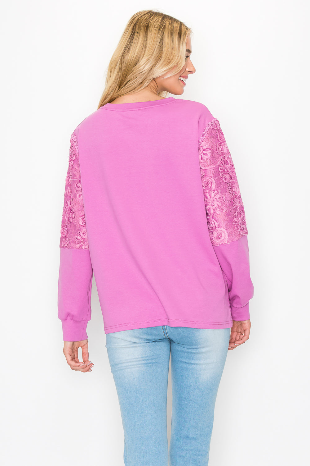 Rylee Stretch Pointe Knit Top with Lace