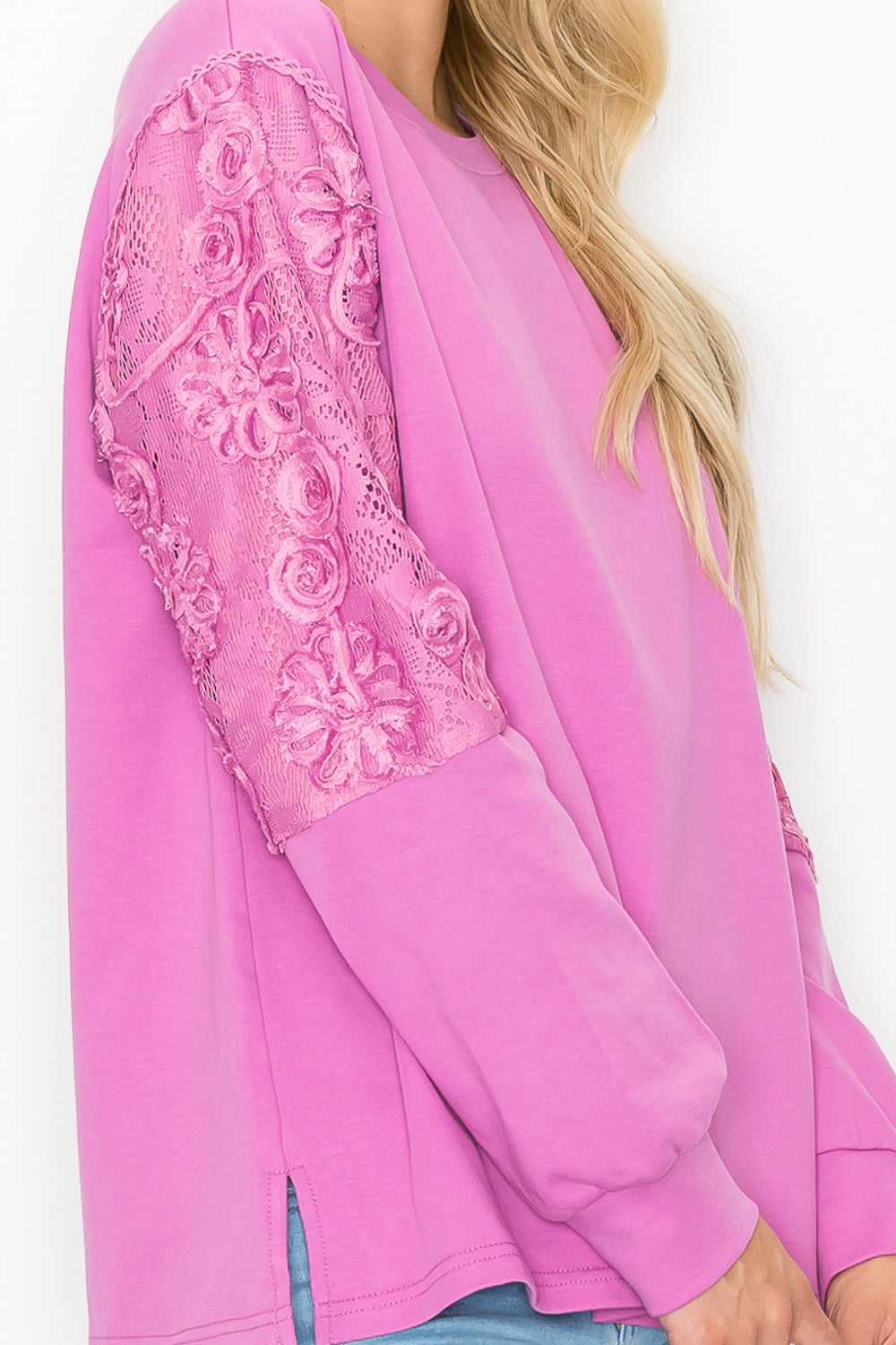 Rylee Stretch Pointe Knit Top with Lace