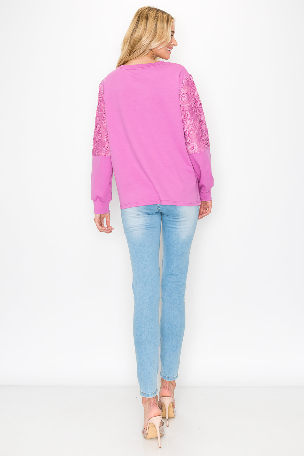Rylee Stretch Pointe Knit Top with Lace