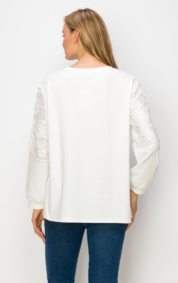 Rylee Stretch Pointe Knit Top with Lace