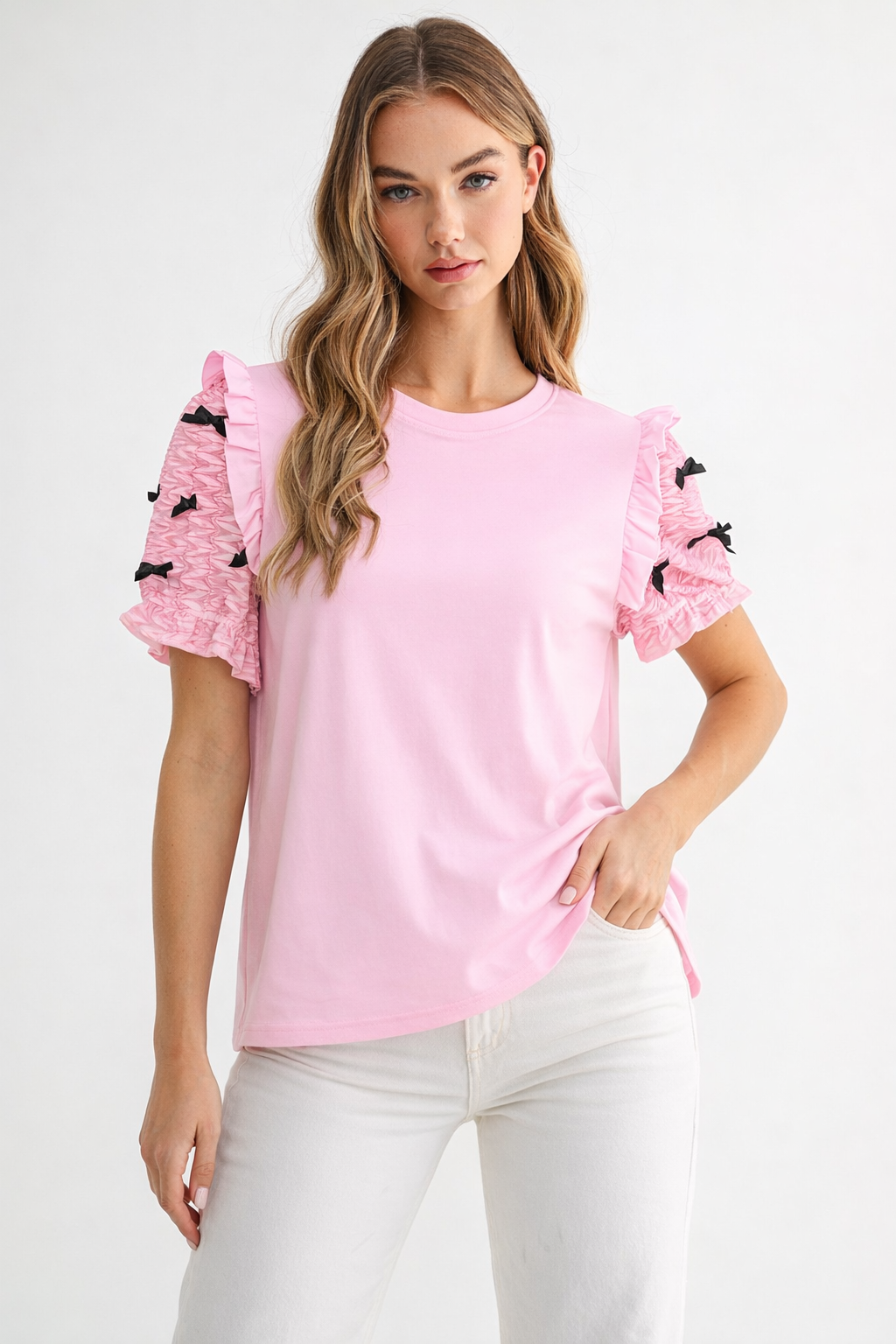Rorie Pointe Knit Top with Ribbon Bows