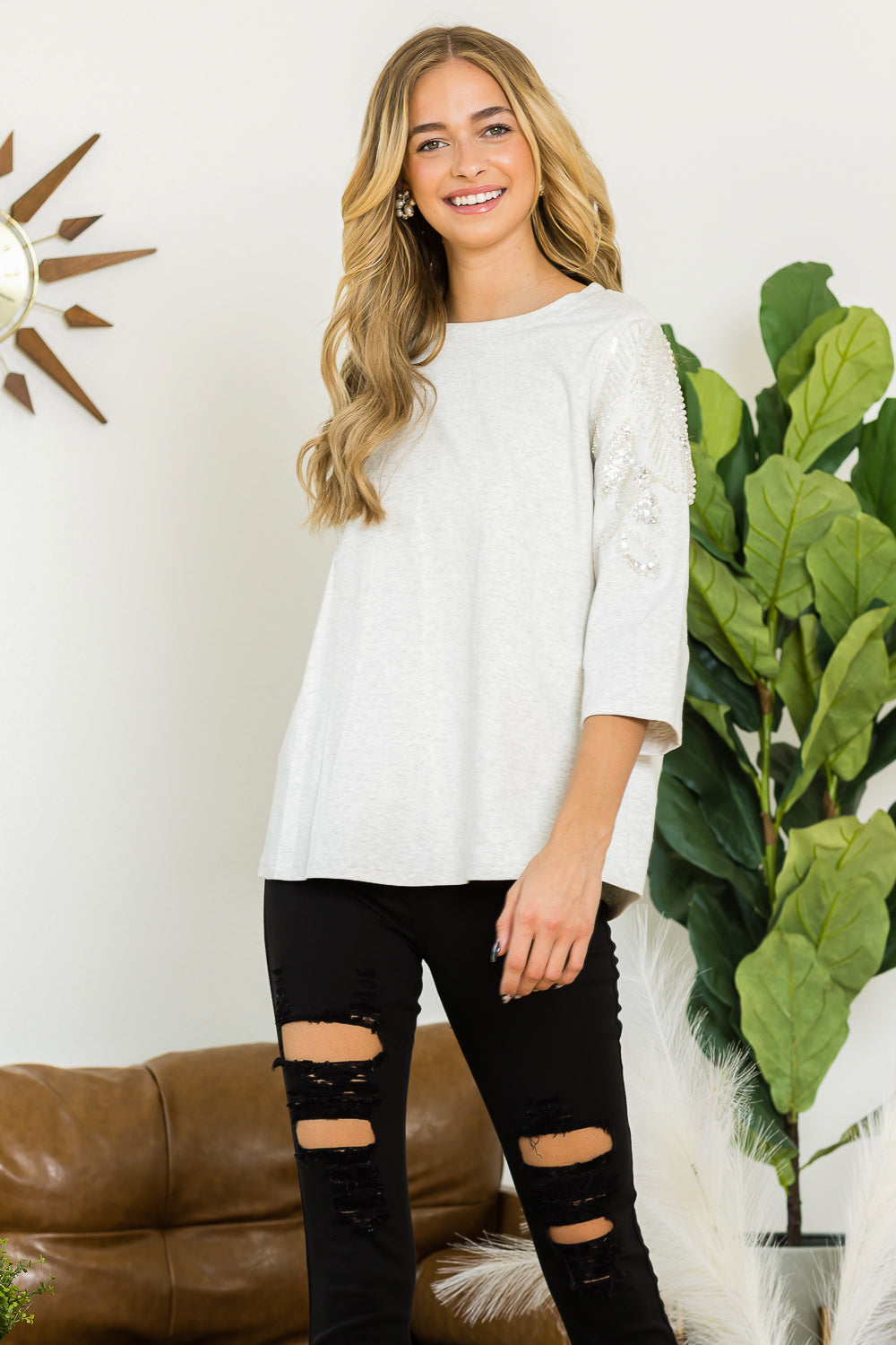 Ronnia Top with Pearl Embellishment