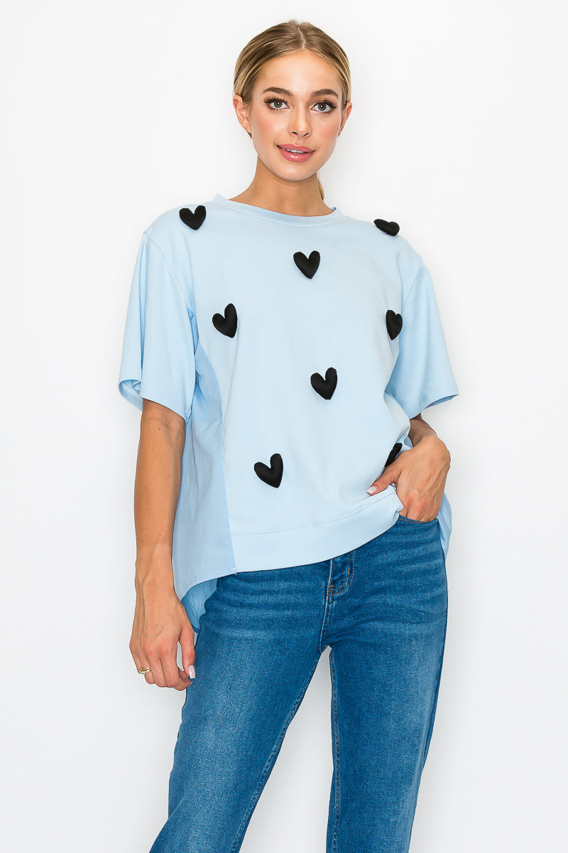 Renee Stretch Pointe Knit with Stuffed Puffy Hearts