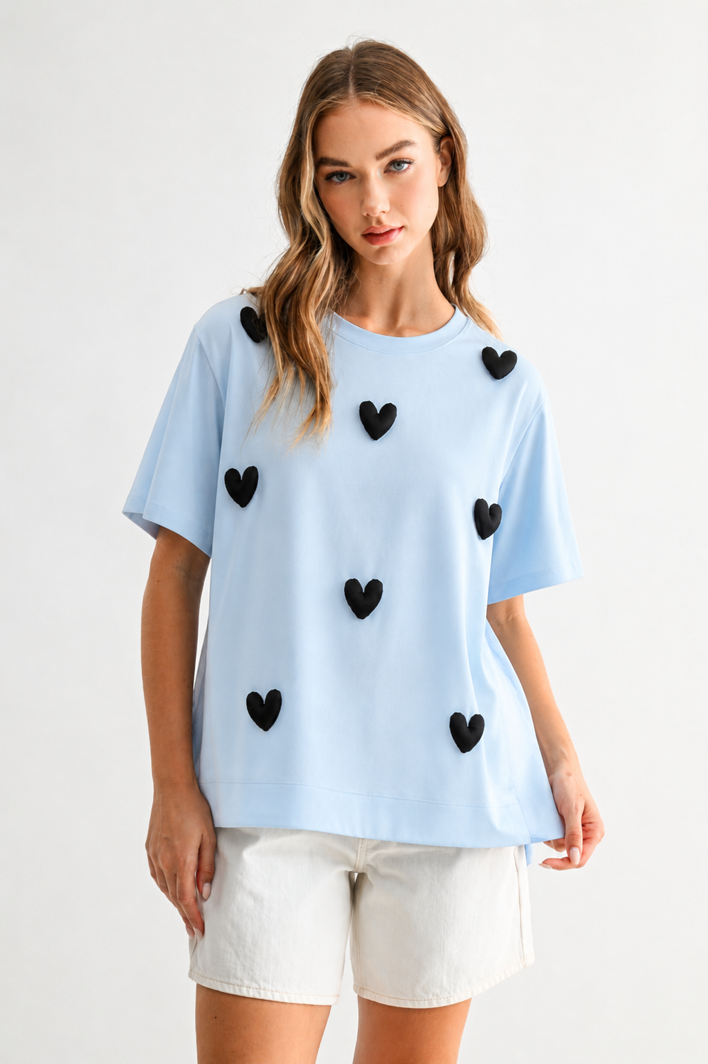 Renee Stretch Pointe Knit with Stuffed Puffy Hearts