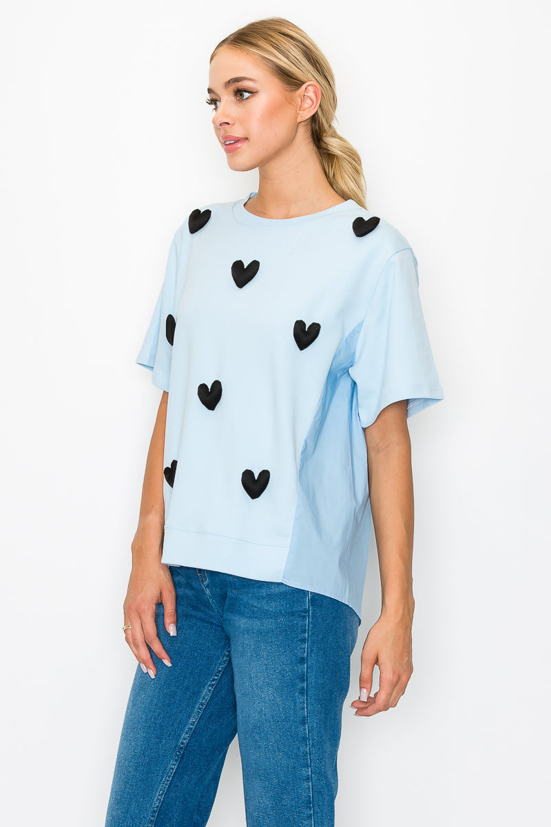 Renee Stretch Pointe Knit with Stuffed Puffy Hearts