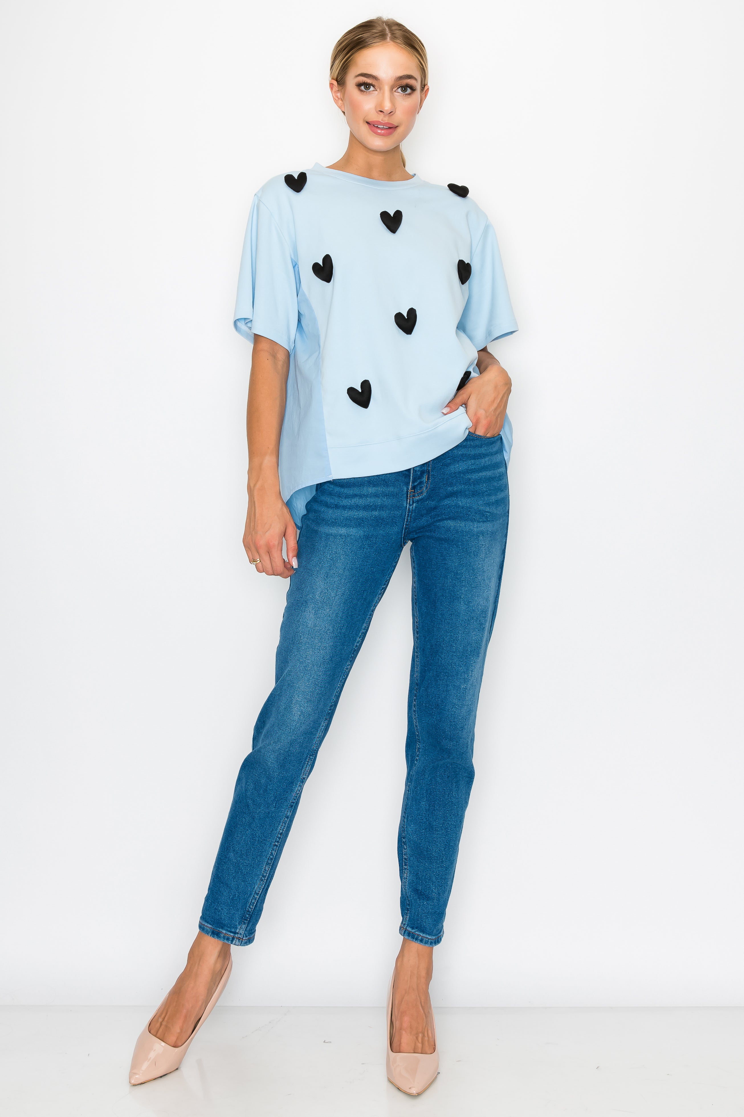 Renee Stretch Pointe Knit with Stuffed Puffy Hearts