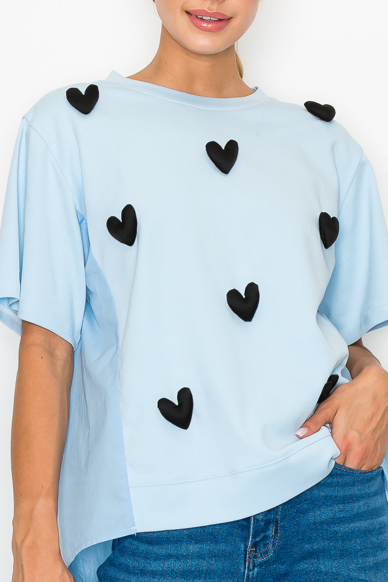 Renee Stretch Pointe Knit with Stuffed Puffy Hearts