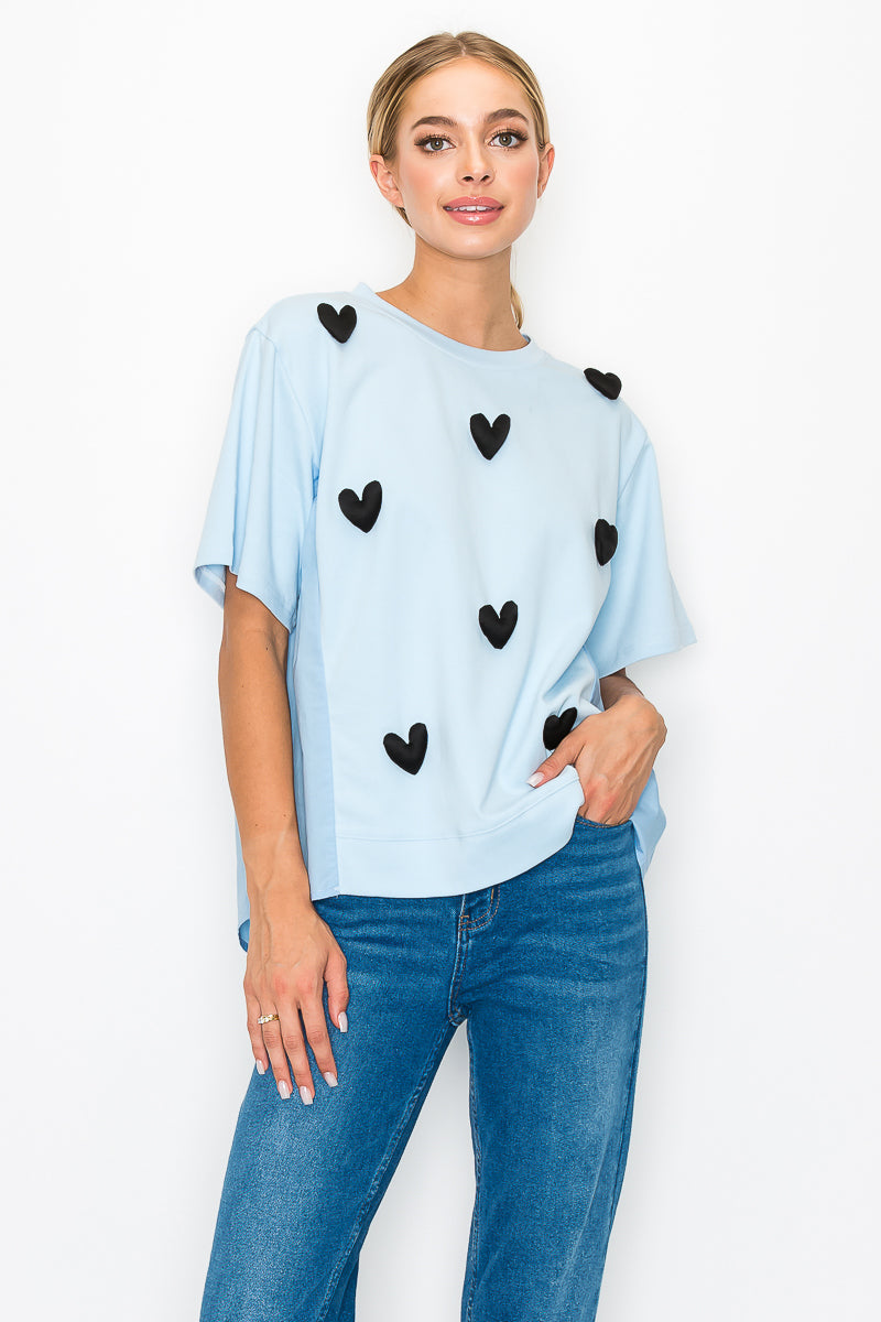 Renee Stretch Pointe Knit with Stuffed Puffy Hearts