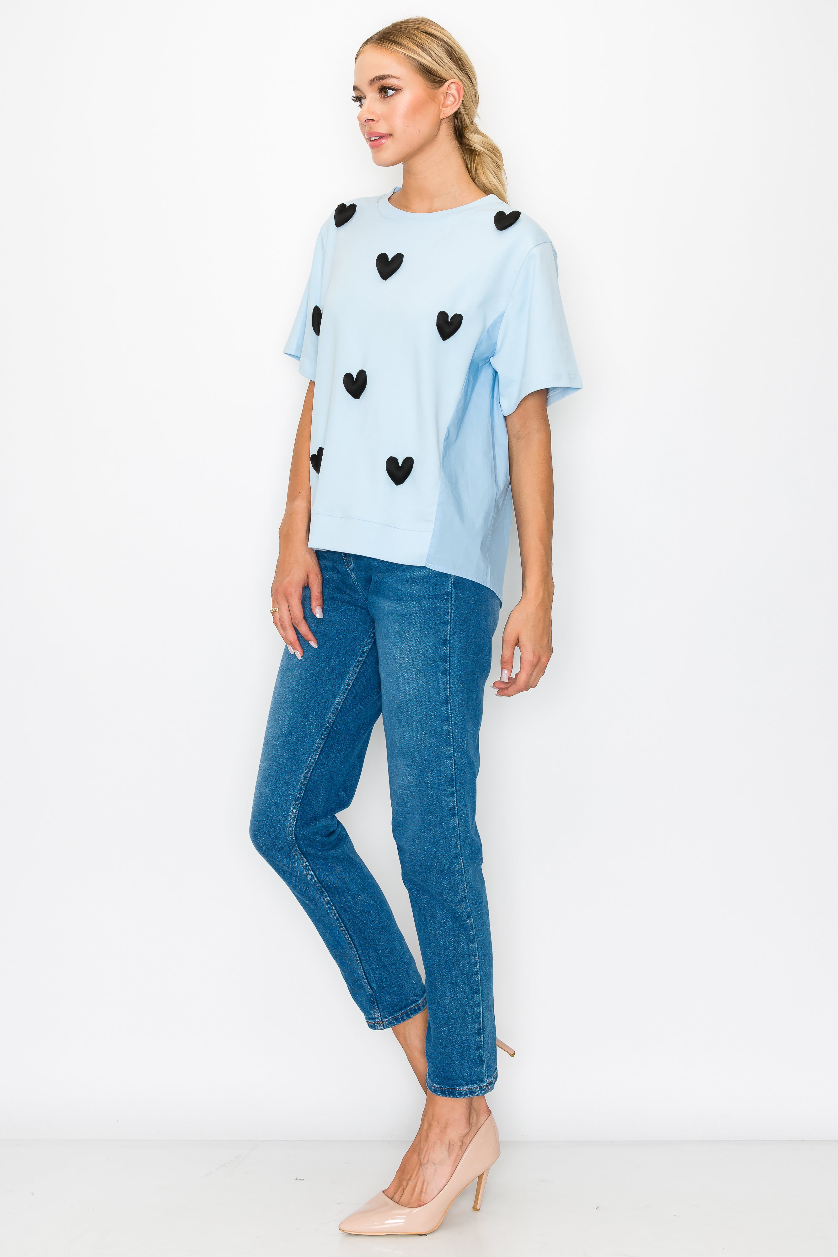 Renee Stretch Pointe Knit with Stuffed Puffy Hearts