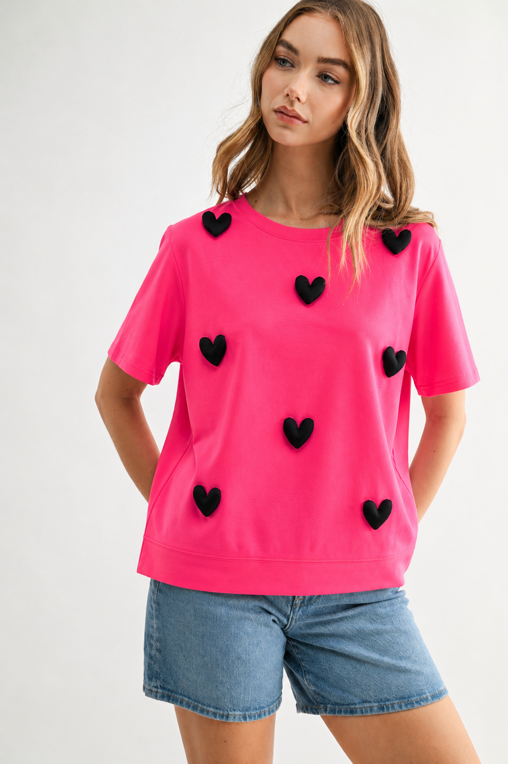 Renee Stretch Pointe Knit with Stuffed Puffy Hearts