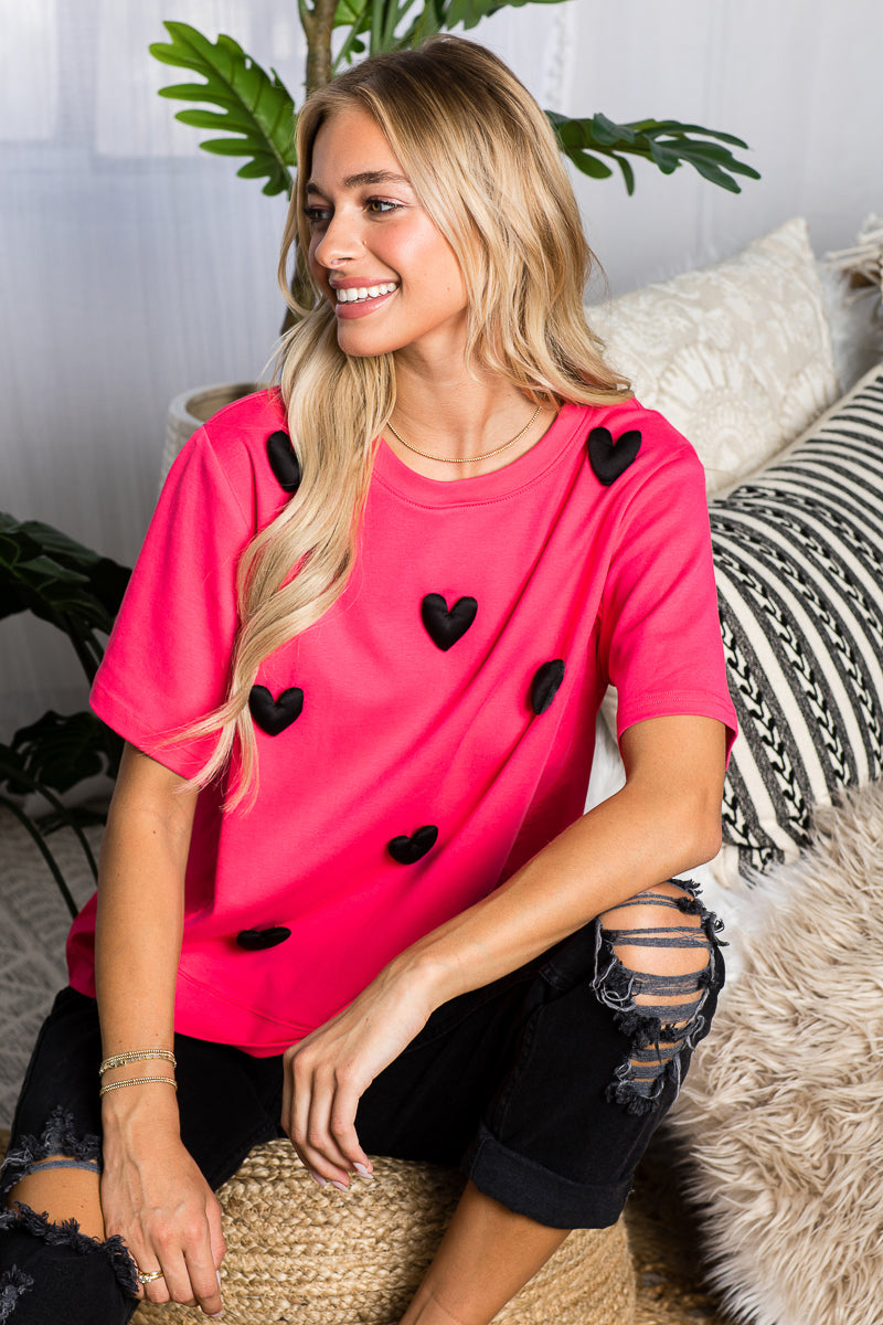 Renee Stretch Pointe Knit with Stuffed Puffy Hearts