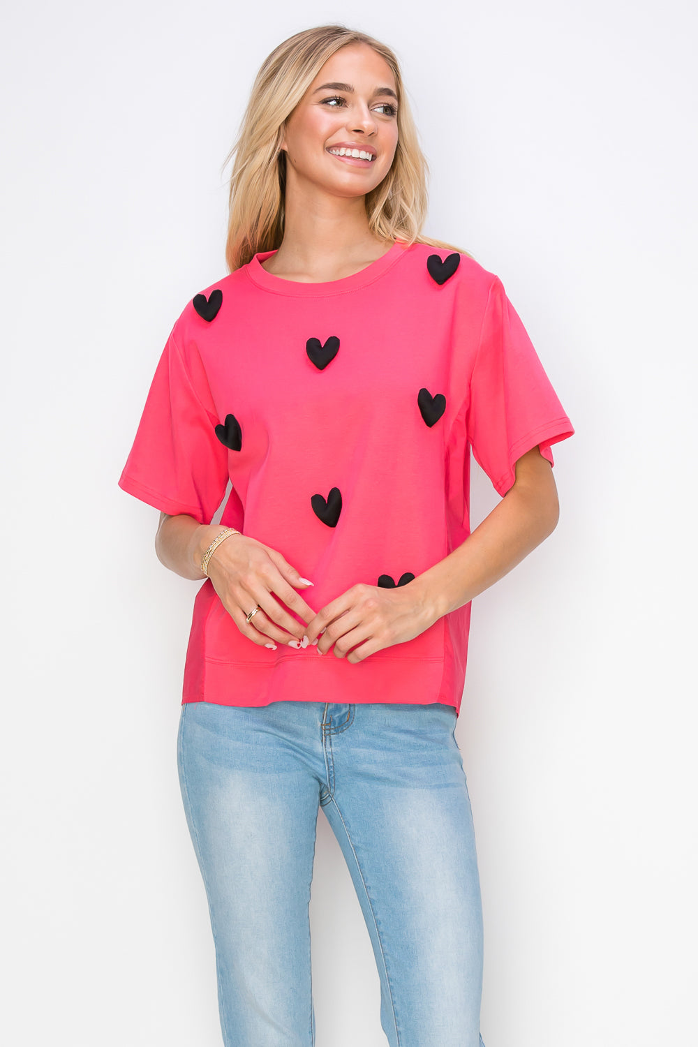 Renee Stretch Pointe Knit with Stuffed Puffy Hearts