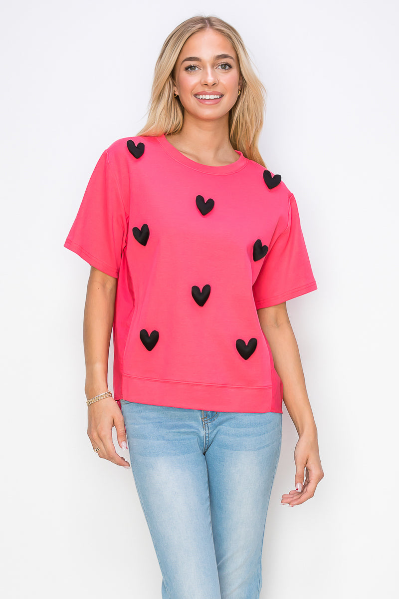 Renee Stretch Pointe Knit with Stuffed Puffy Hearts