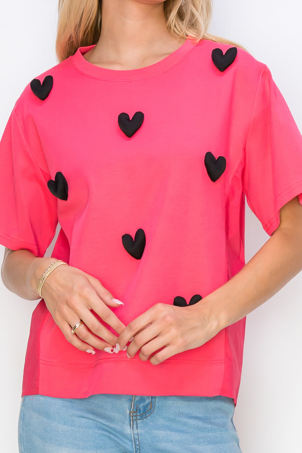 Renee Stretch Pointe Knit with Stuffed Puffy Hearts