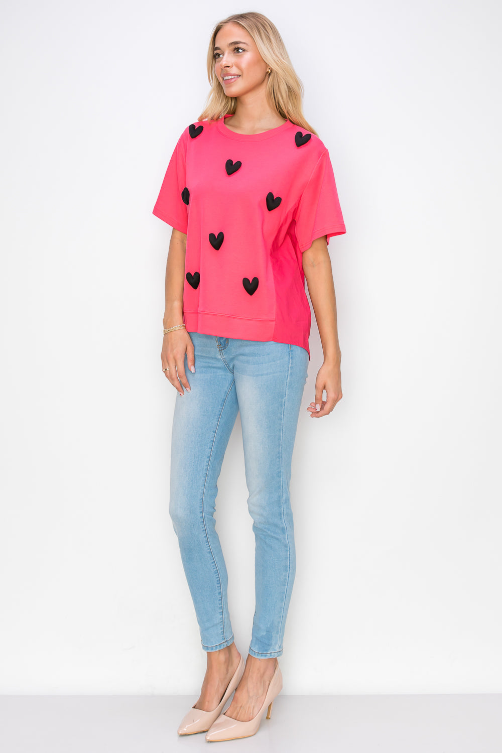 Renee Stretch Pointe Knit with Stuffed Puffy Hearts