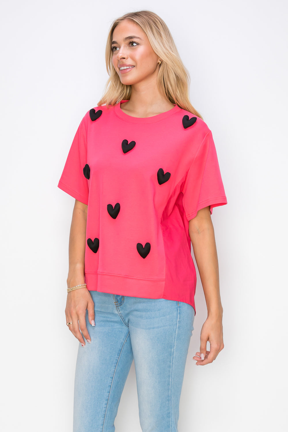 Renee Stretch Pointe Knit with Stuffed Puffy Hearts