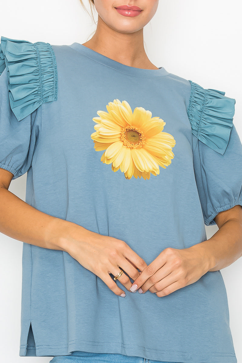 Kenna Prima Cotton Knit & Sunflower with Gold Sparkling Studs