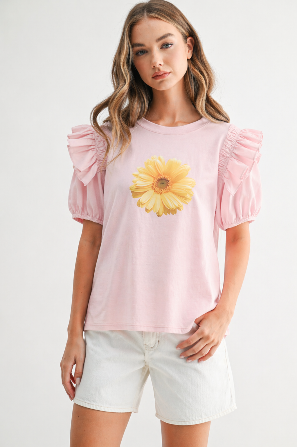 Kenna Prima Cotton Knit & Sunflower with Gold Sparkling Studs