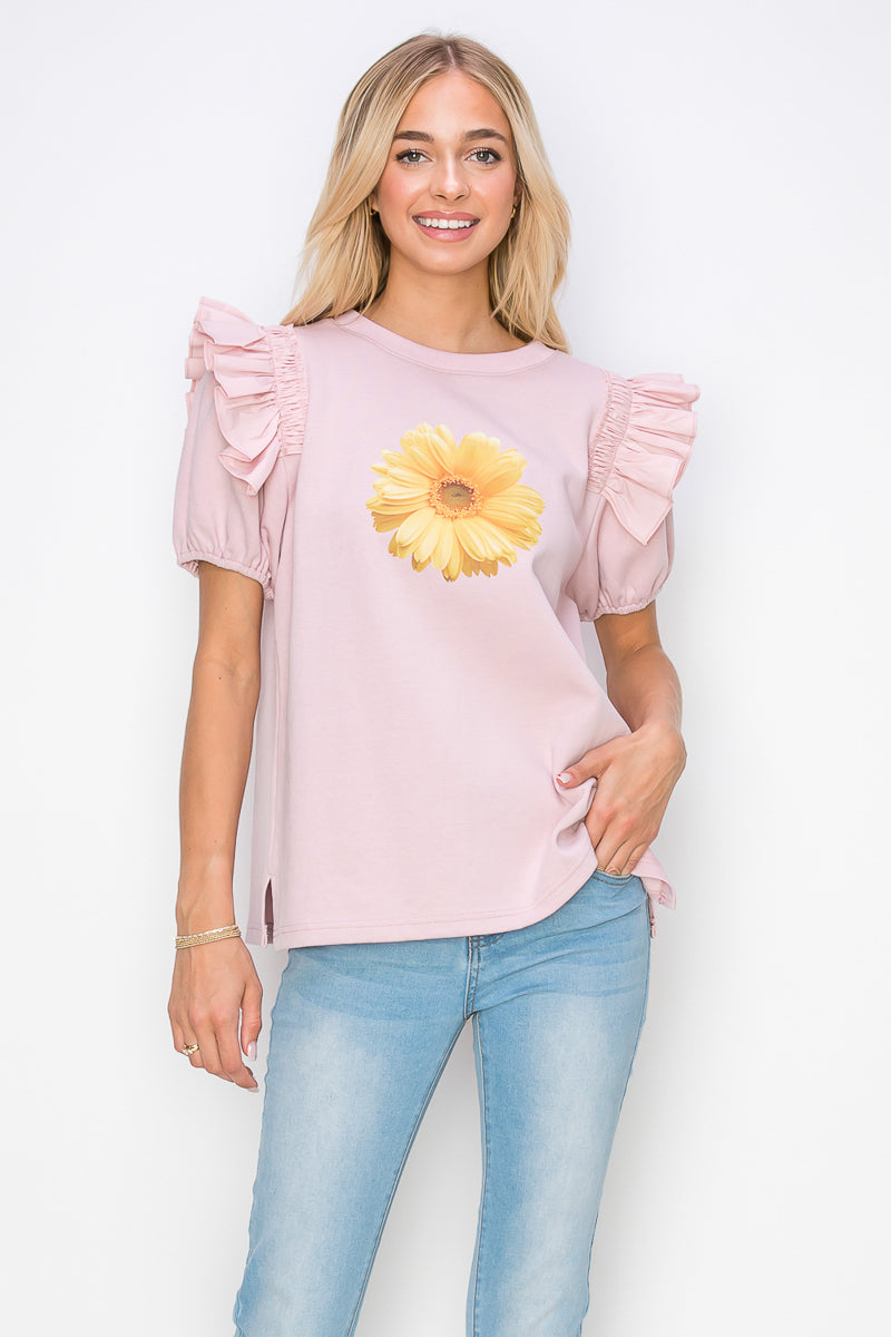 Kenna Prima Cotton Knit & Sunflower with Gold Sparkling Studs