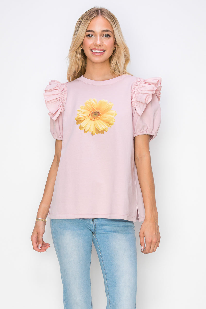 Kenna Prima Cotton Knit & Sunflower with Gold Sparkling Studs