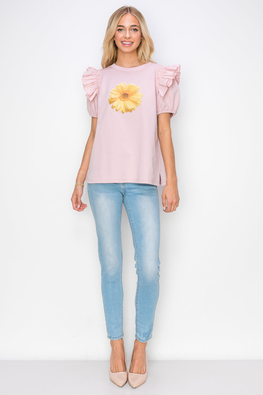 Kenna Prima Cotton Knit & Sunflower with Gold Sparkling Studs