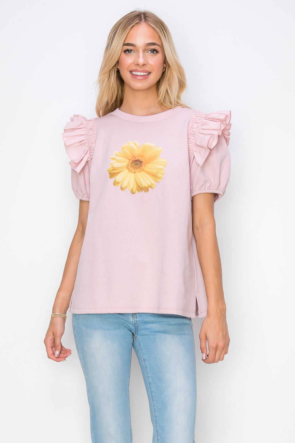 Kenna Prima Cotton Knit & Sunflower with Gold Sparkling Studs