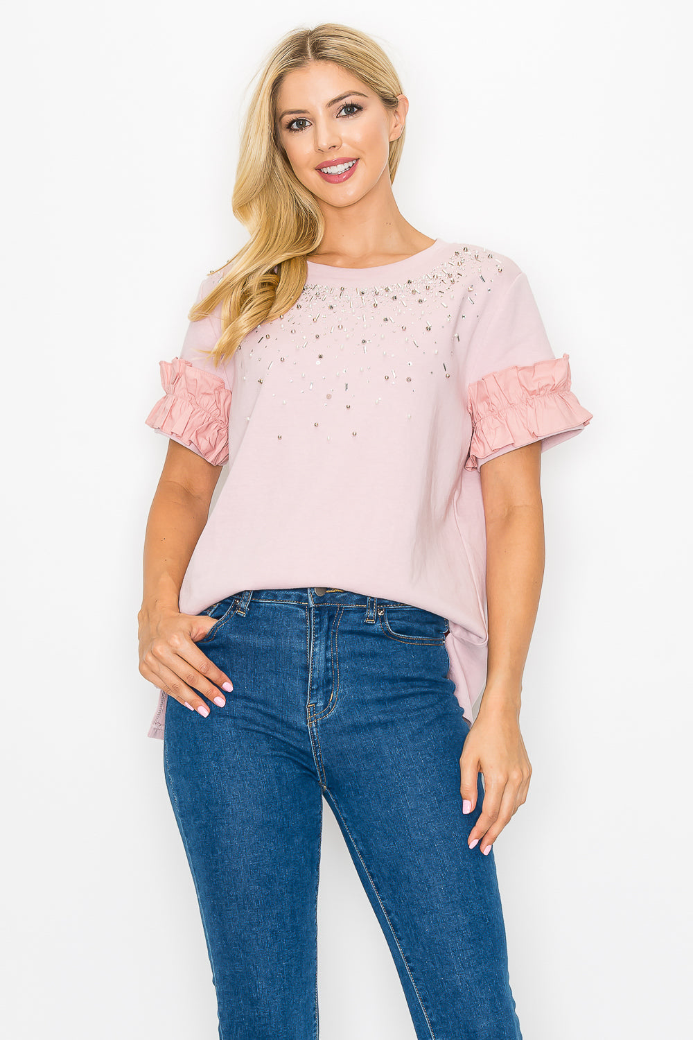 Kellie Cotton Knit Top with Studs